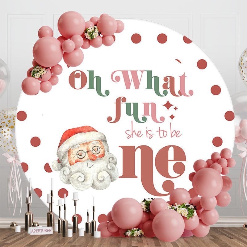 Aperturee - Aperturee Christmas Oh What Fun Round One Birthday Backdrop
