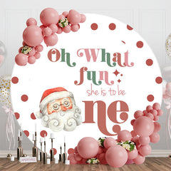 Aperturee - Aperturee Christmas Oh What Fun Round One Birthday Backdrop