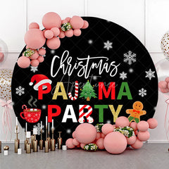 Aperturee - Aperturee Christmas Pajama Party Round Backdrop Gingerbread Man Hot Cocoa Winter Decor