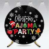 Aperturee - Aperturee Christmas Pajama Party Round Backdrop Gingerbread Man Hot Cocoa Winter Decor
