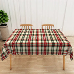 Aperturee - Aperturee Christmas Plaid Rectangle Tablecloth Cream Red and Green Tartan Classic Traditional Holiday Table Cover
