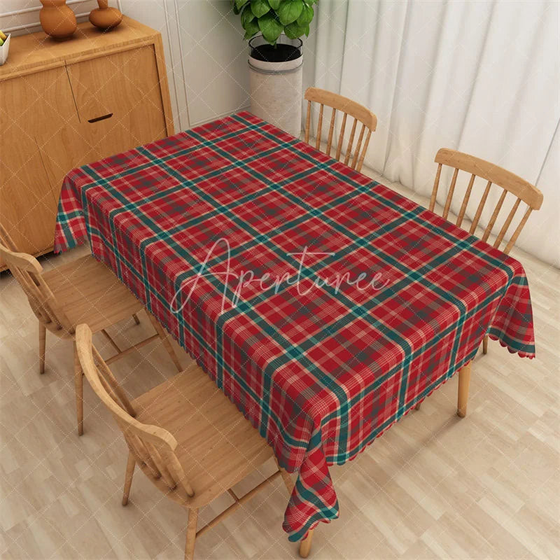 Aperturee - Aperturee Christmas Plaid Rectangle Tablecloth Red and Green Tartan Classic Traditional Holiday Table Cover