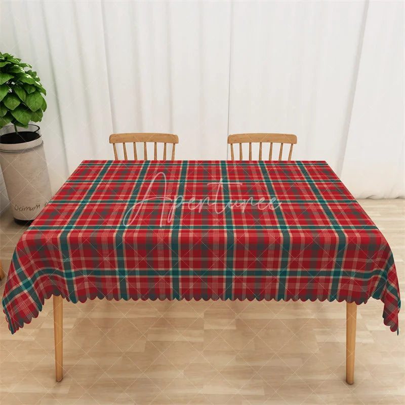 Aperturee - Aperturee Christmas Plaid Rectangle Tablecloth Red and Green Tartan Classic Traditional Holiday Table Cover