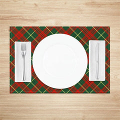 Aperturee - Aperturee Christmas Plaid Set of 4 Placemats Red and Green Tartan Classic Traditional Holiday Table Mats