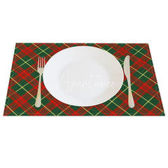 Aperturee - Aperturee Christmas Plaid Set of 4 Placemats Red and Green Tartan Classic Traditional Holiday Table Mats