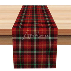 Aperturee - Aperturee Christmas Plaid Table Runner Red Black and Green Tartan Classic Holiday Farmhouse Table Decor