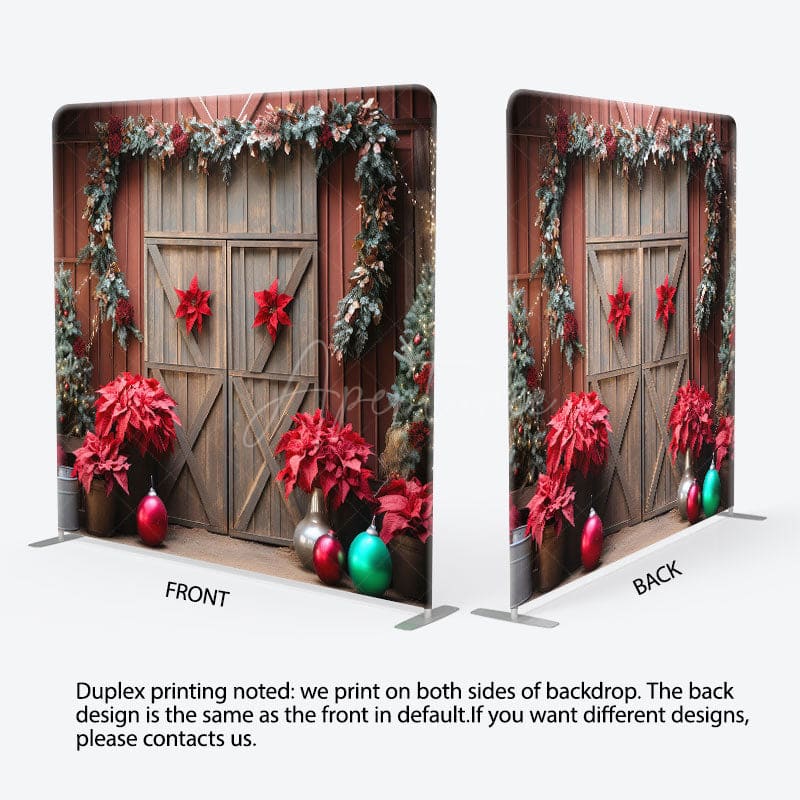 Aperturee - Aperturee Christmas Red Wood Door Event Photo Booth Backdrop