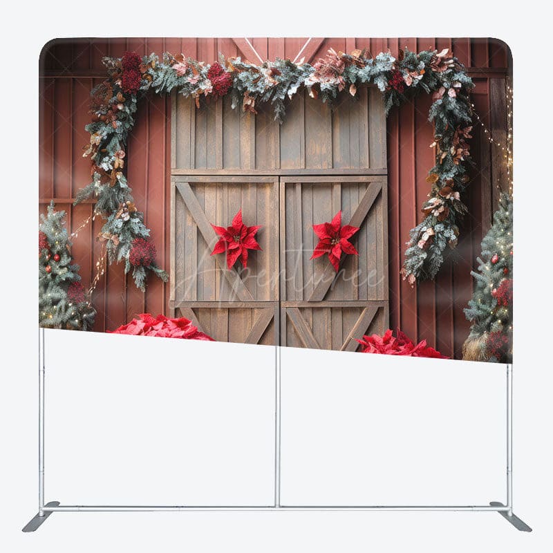 Aperturee - Aperturee Christmas Red Wood Door Event Photo Booth Backdrop