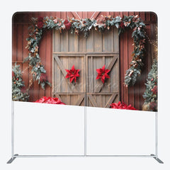 Aperturee - Aperturee Christmas Red Wood Door Event Photo Booth Backdrop