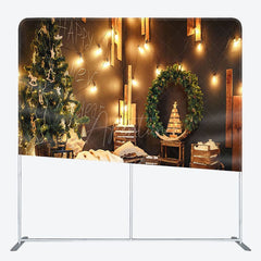 Aperturee - Aperturee Christmas Room Party Square Tension Fabric Backdrop