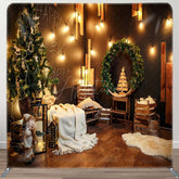Aperturee - Aperturee Christmas Room Party Square Tension Fabric Backdrop
