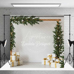 Aperturee - Aperturee Christmas Room Set Backdrop Gold Ornament Tree Gift Box Photography Background