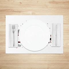 Aperturee - Aperturee Christmas Set of 4 Placemats Merry Christmas Text Red Buffalo Plaid Lettering on White Table Mats