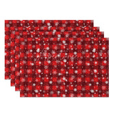 Aperturee - Aperturee Christmas Set of 4 Placemats Red Plaid Check with Snowflakes Rustic Farmhouse Winter Table Mats