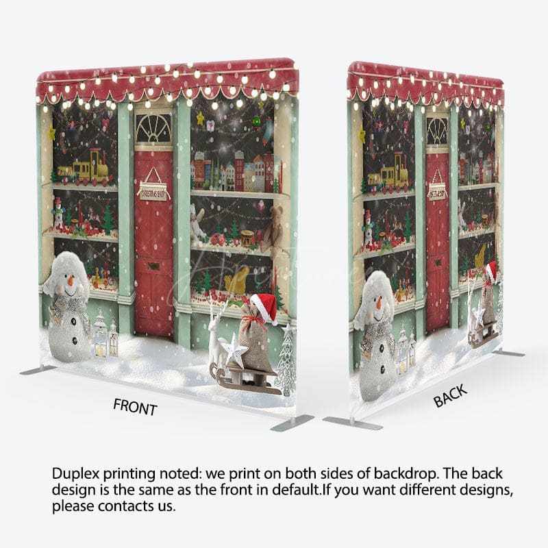 Aperturee - Aperturee Christmas Shop Glitter Snowman Square Arch Backdrop