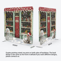 Aperturee - Aperturee Christmas Shop Glitter Snowman Square Arch Backdrop