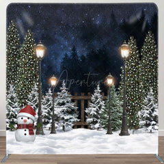 Aperturee - Aperturee Christmas Snowy Night Double-Sided Square Backdrop