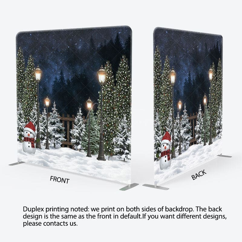 Aperturee - Aperturee Christmas Snowy Night Double-Sided Square Backdrop