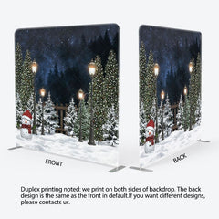 Aperturee - Aperturee Christmas Snowy Night Double-Sided Square Backdrop