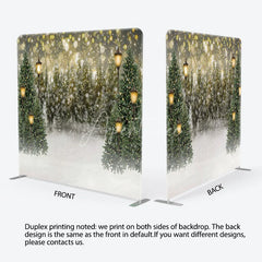 Aperturee - Aperturee Christmas Street Lamp Tension Fabric Backdrop Winter Night Snow Bokeh Background Holiday Pine Tree Decoration