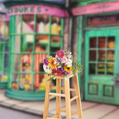 Aperturee Aperturee Christmas Sweet Shop Photography Backdrop Magical Candy Store in a Snowy Village Fantasy Wizard Themed Decor