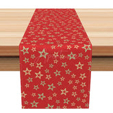 Aperturee - Aperturee Christmas Table Runner with Red Pentagram Star Pattern for Festive Holiday and Winter Dining Decor