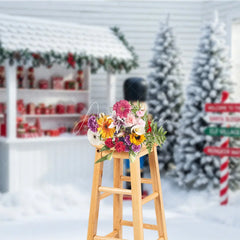 Aperturee - Aperturee Christmas Toy Shop Backdrop Nutcracker Soldier Photography Background Winter Snow Santa Workshop Holiday Party