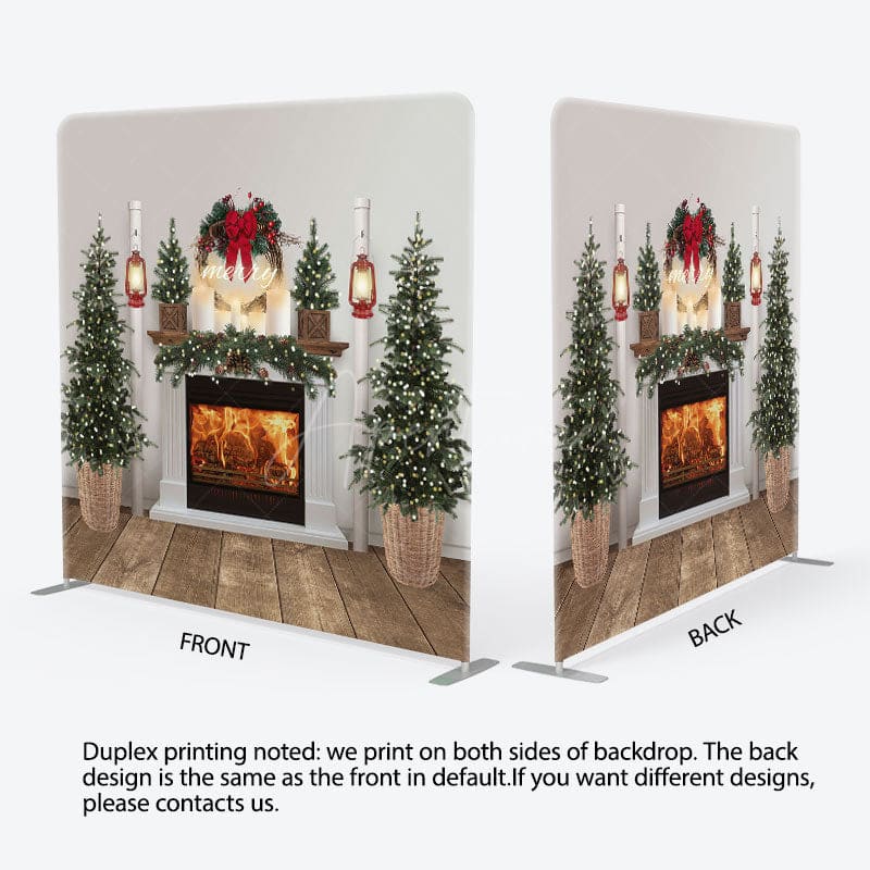 Aperturee - Aperturee Christmas Tree Fireplace Scene Pillow Case Backdrop