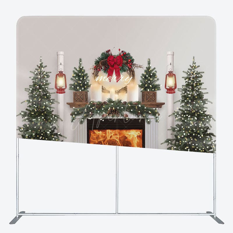 Aperturee - Aperturee Christmas Tree Fireplace Scene Pillow Case Backdrop