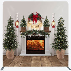 Aperturee - Aperturee Christmas Tree Fireplace Scene Pillow Case Backdrop