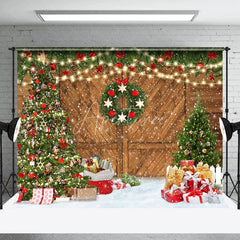 Aperturee - Aperturee Christmas Tree Gift Boxs Vintage Wood Xmas Backdrop