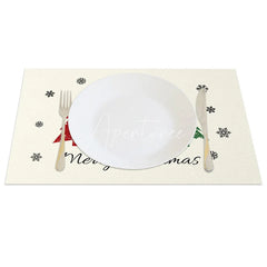 Aperturee - Aperturee Christmas Tree Set of 4 Placemats Leopard Plaid Trees Merry Christmas Farmhouse Table Mats Decor