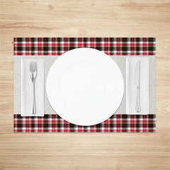 Aperturee - Aperturee Christmas Tree Set of 4 Placemats Leopard Print Plaid Trees Modern Farmhouse Holiday Table Mats