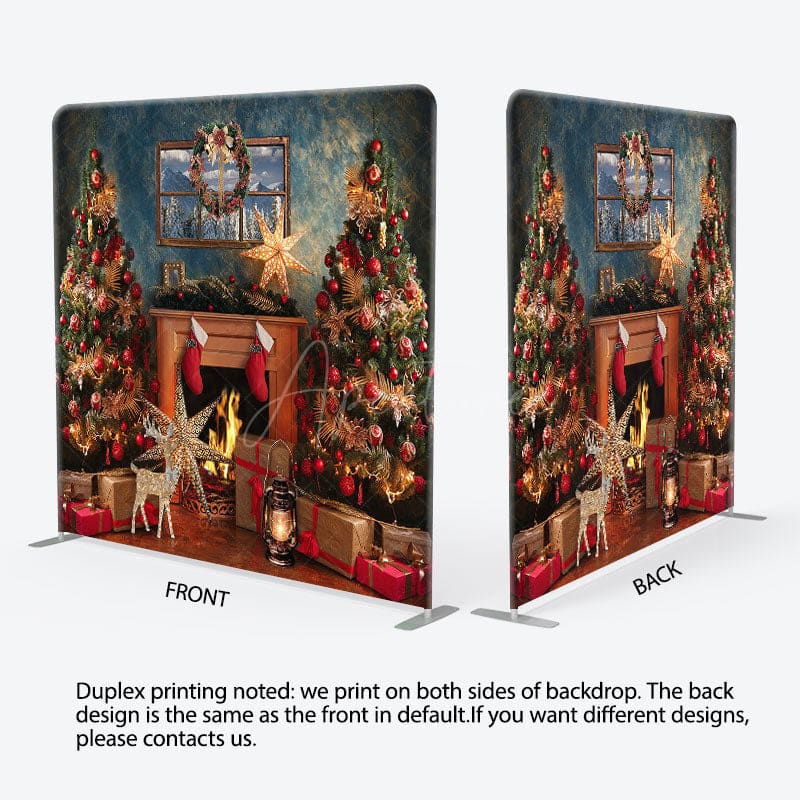 Aperturee - Aperturee Christmas Tree Shiny Starfish Tension Fabric Backdrop