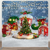 Aperturee - Aperturee Christmas Tree Snowflake Light Tension Fabric Backdrop