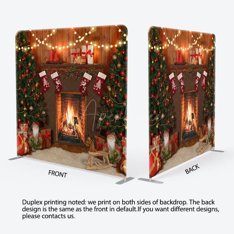 Aperturee - Aperturee Christmas Tree Warm Mantel Tension Fabric Backdrop