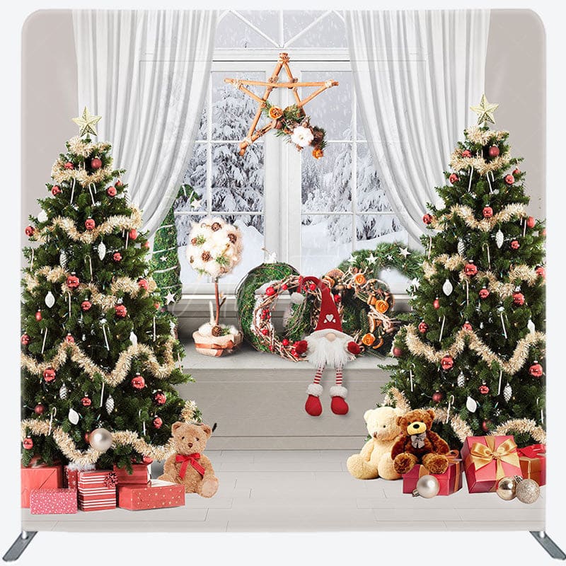 Aperturee - Aperturee Christmas Tree Window Gifts Tension Fabric Backdrop