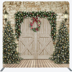 Aperturee - Aperturee Christmas Tree Wood Door Double-Sided Square Backdrop