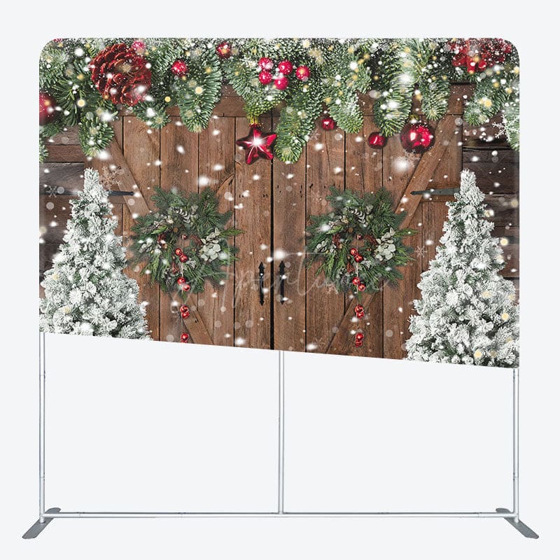 Aperturee - Aperturee Christmas Tree Wreath Door Pillow Case Backdrop