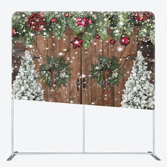 Aperturee - Aperturee Christmas Tree Wreath Door Pillow Case Backdrop