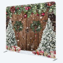 Aperturee - Aperturee Christmas Tree Wreath Door Pillow Case Backdrop