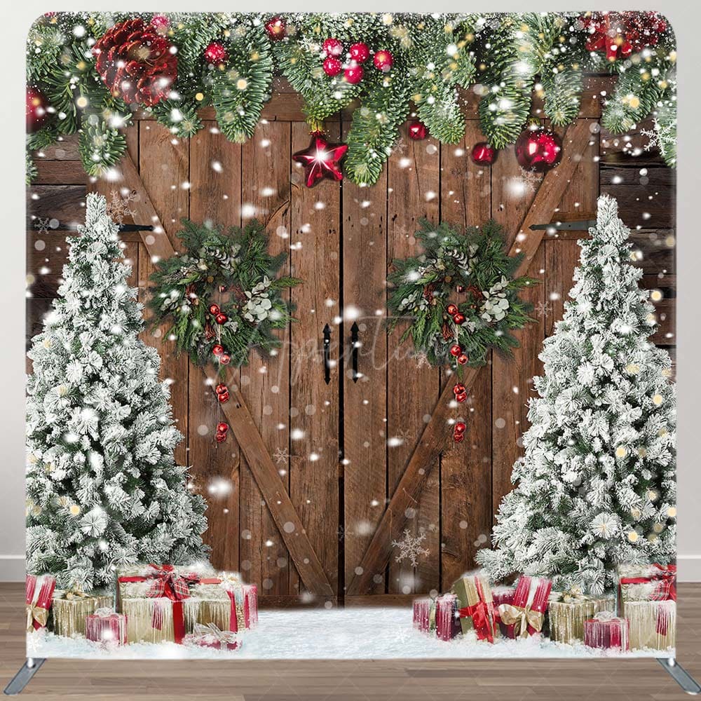 Aperturee - Aperturee Christmas Tree Wreath Door Pillow Case Backdrop