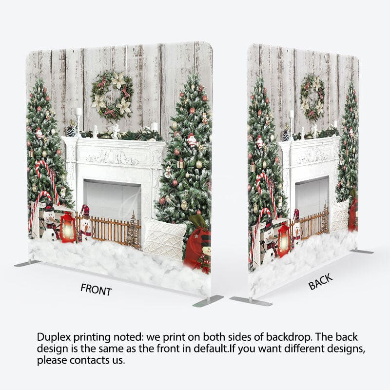 Aperturee - Aperturee Christmas Tree Wreath Snowman Pillow Case Backdrop