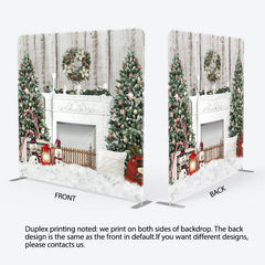 Aperturee - Aperturee Christmas Tree Wreath Snowman Pillow Case Backdrop