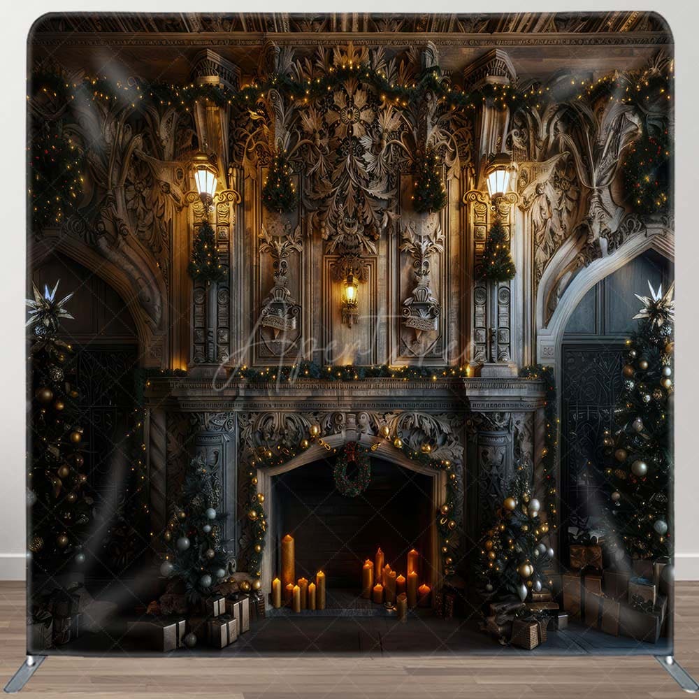 Aperturee - Aperturee Christmas Trees Luxury White Wall Pillow Case Backdrop