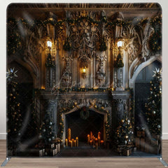 Aperturee - Aperturee Christmas Trees Luxury White Wall Pillow Case Backdrop