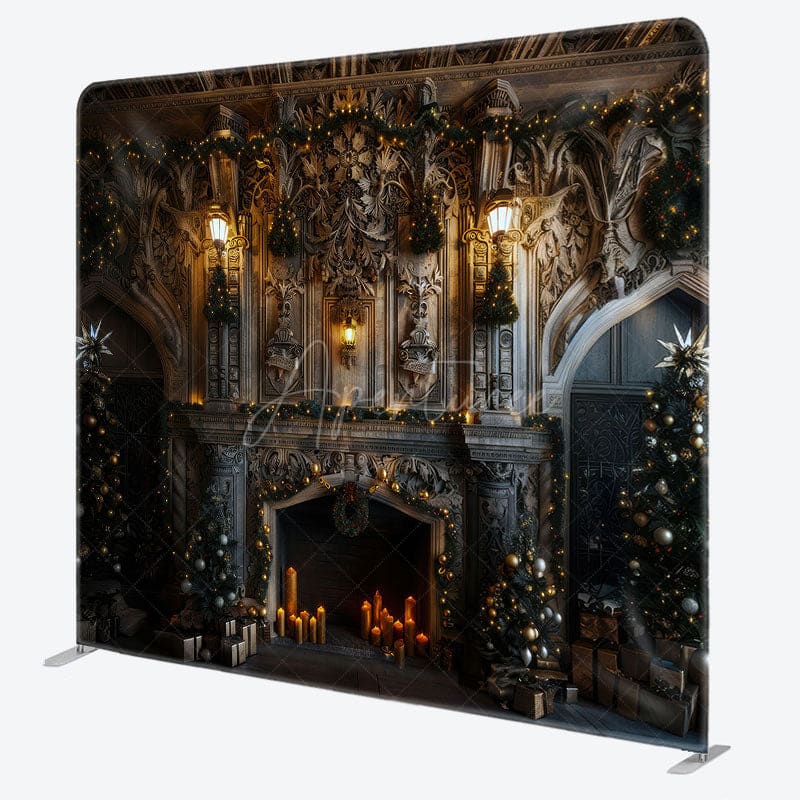 Aperturee - Aperturee Christmas Trees Luxury White Wall Pillow Case Backdrop