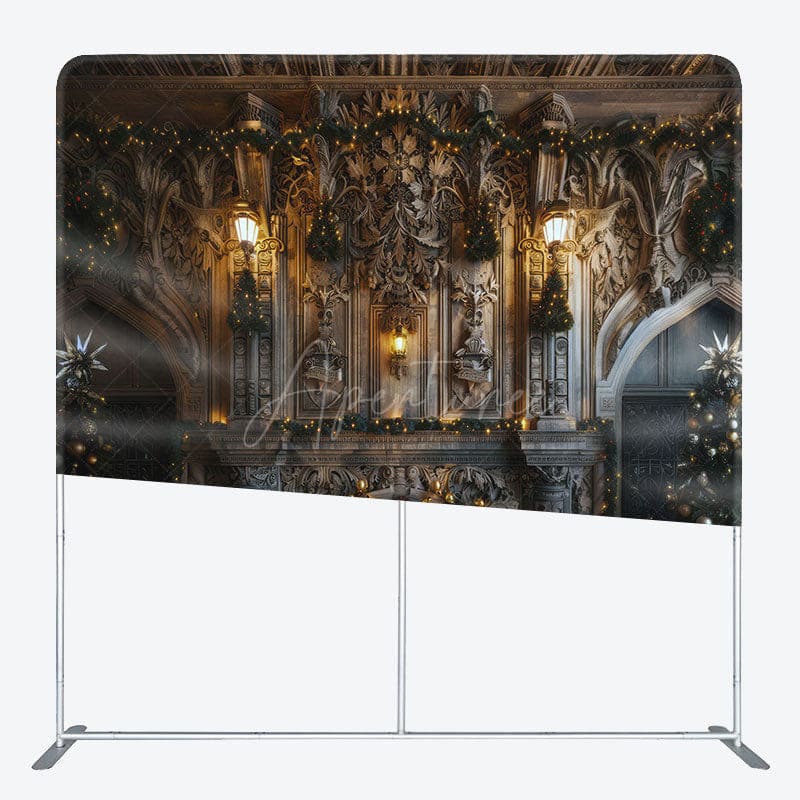 Aperturee - Aperturee Christmas Trees Luxury White Wall Pillow Case Backdrop