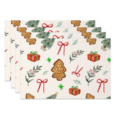 Aperturee - Aperturee Christmas Vibe Bow Tie Gift Tree Set Of 4 Placemats