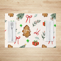 Aperturee - Aperturee Christmas Vibe Bow Tie Gift Tree Set Of 4 Placemats